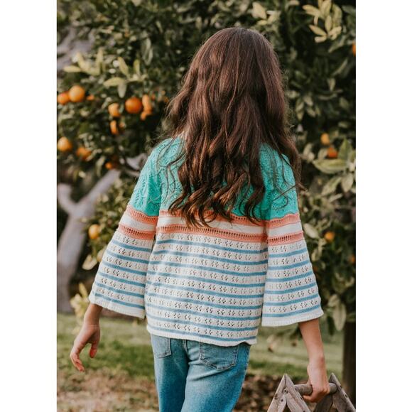 Finding Foxtale Boho Pleasantville Crochet Cardigan Sweater Girls 8 12 Green NWT - Picture 4 of 8